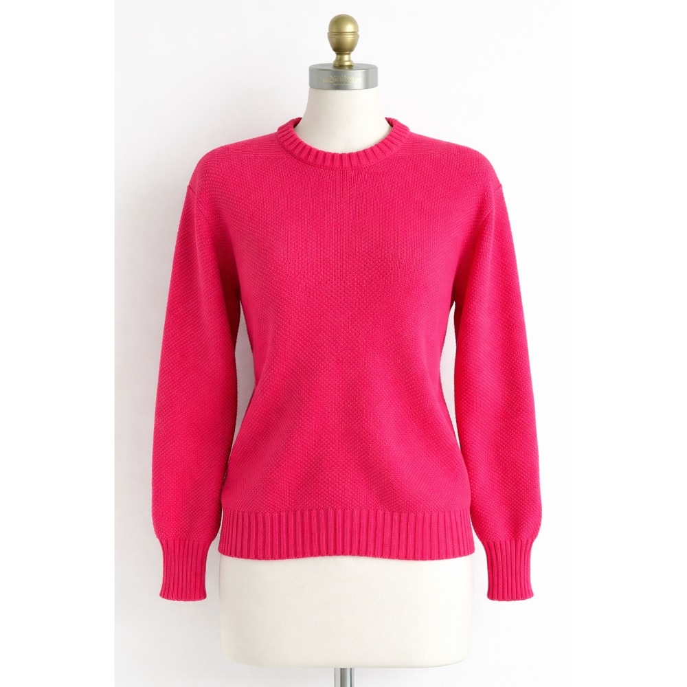 Puritan Sweater Women Medium Pink Vintage Cotton Textured Knit Made in USA